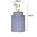 DecorBites™ Blue & White Porcelain Covered Vase Jar: Retro Chinese Home Decor Flower Arrangement & Organization