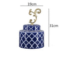 DecorBites™ Blue & White Porcelain Covered Vase Jar: Retro Chinese Home Decor Flower Arrangement & Organization