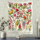 Retro boho botanical map tapestry living room wall hanging