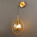 Retro brass and amber decorbites glass ball wall lamp bathroom sconce
