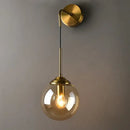 Retro brass and amber decorbites glass ball wall lamp bathroom sconce