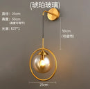Retro brass and amber decorbites glass ball wall lamp bathroom sconce