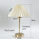Retro brass and cream adjustable pleated table lamps bedroom light