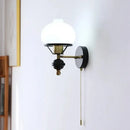 Retro brass & black french wall lamp – bedroom globe light