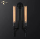 Retro brass glass double sconce wall light living room led fixture