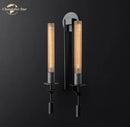 Retro brass glass double sconce wall light living room led fixture