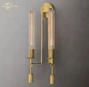 Retro brass glass double sconce wall light living room led fixture