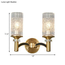 Retro brass gridded crystal wall light living room sconce