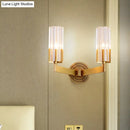 DecorBites™ Retro Crystal Ribbed Wall Lamp with Brass Flush Sconce for Living Room - 1/2 Lights