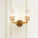 Retro brass ribbed glass wall lamp living room sconce