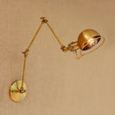 Retro brass swing arm wall sconce bedroom adjustable light fixture