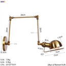 Retro brass swing arm wall sconce bedroom adjustable light fixture