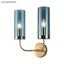 DecorBites™ Retro Brass Sconce Wall Mount Lamp with Cylindrical Glass Shade – 1/2 Light Fixture for Living Room