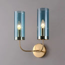 Retro brass wall mount lamp with smoked glass shade – living room