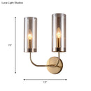 DecorBites™ Retro Brass Sconce Wall Mount Lamp with Cylindrical Glass Shade – 1/2 Light Fixture for Living Room
