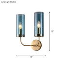 DecorBites™ Retro Brass Sconce Wall Mount Lamp with Cylindrical Glass Shade – 1/2 Light Fixture for Living Room