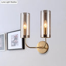 DecorBites™ Retro Brass Sconce Wall Mount Lamp with Cylindrical Glass Shade – 1/2 Light Fixture for Living Room