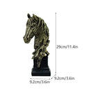 Retro bronze & beige resin horse head statue living room decor