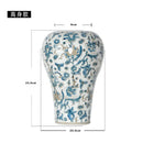 Retro chinese blue & white porcelain ceramic vase set living room