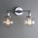 Retro chrome double glass ball globe wall light bedroom sconce