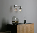 Retro chrome double glass ball globe wall light bedroom sconce
