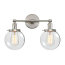 Retro chrome double glass ball globe wall light bedroom sconce