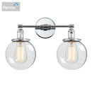 Retro chrome double glass ball globe wall light bedroom sconce