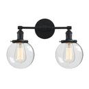 Retro chrome double glass ball globe wall light bedroom sconce