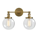 Retro chrome double glass ball globe wall light bedroom sconce
