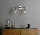 Retro chrome double glass ball globe wall light bedroom sconce