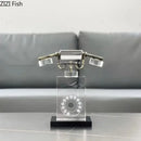 Retro clear crystal telephone sculpture office desk decor