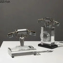 Retro clear crystal telephone sculpture office desk decor