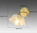 Retro copper flower brass wall sconce bedroom fluted glass light