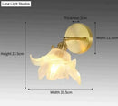 Retro copper flower brass wall sconce bedroom fluted glass light