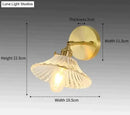 Retro copper flower brass wall sconce bedroom fluted glass light