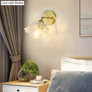 Retro copper flower brass wall sconce bedroom fluted glass light