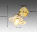 Retro copper flower brass wall sconce bedroom fluted glass light