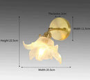 Retro copper flower brass wall sconce bedroom fluted glass light