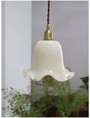 Retro cream glass led pendant lamp for kitchen with brass finish