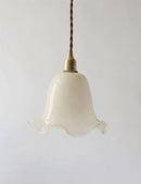 Retro cream glass led pendant lamp for kitchen with brass finish