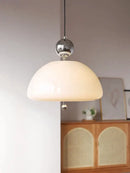 Retro cream glass red accent pendant light dining room