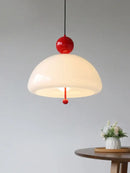 Retro cream glass red accent pendant light dining room