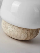 Retro cream mushroom table lamp – bedroom textured stone light