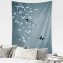 Retro dark blue and gold flying crane wall hanging – bedroom tapestry