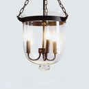 Retro dark bronze glass bucket pendant light dining room led fixture