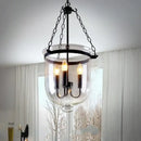 Retro dark bronze glass bucket pendant light dining room led fixture