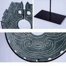 Retro dark green geometric totem resin statue living room decor
