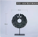 Retro dark green geometric totem resin statue living room decor