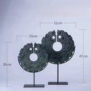 Retro dark green geometric totem resin statue living room decor