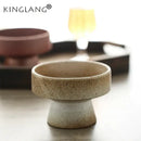 Retro floral speckled beige & white ceramic footed bowl dining room